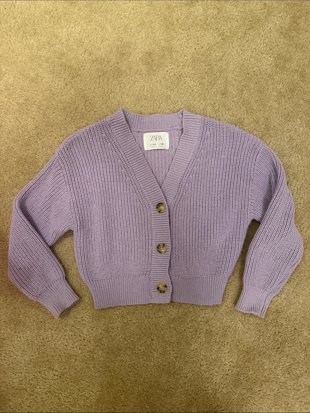 ZARA Lilac Knit V-Neck Button Cardigan girls